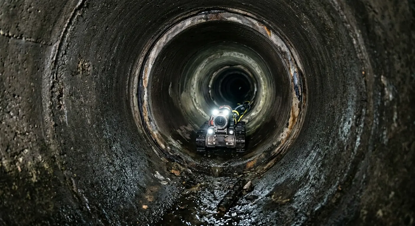 Robotic sewer camera inspecting pipe interior for Drain Snake Service in Cypress Lake